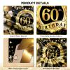 Happy 60th Birthday Decoration Backdrop Banner Black Gold Extra Large Fabric Birthday Sign Poster Photography Background 60 Year Birthday Party Decorations Supplies Indoor Outdoor, 72.8 x 43.3 Inch view 3
