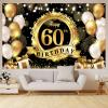 Happy 60th Birthday Decoration Backdrop Banner Black Gold Extra Large Fabric Birthday Sign Poster Photography Background 60 Year Birthday Party Decorations Supplies Indoor Outdoor, 72.8 x 43.3 Inch view 4