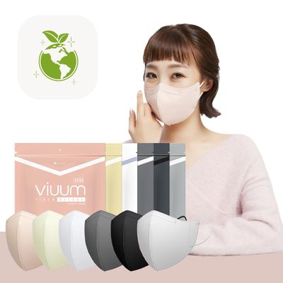 HOMSSEM [25pcs] VIUUM Deluxe Korean Face Color Mask Soft and Durable Korea Face Mask for Adults 2D 4-Layer Filter 6Color (Pink beige-Medium)