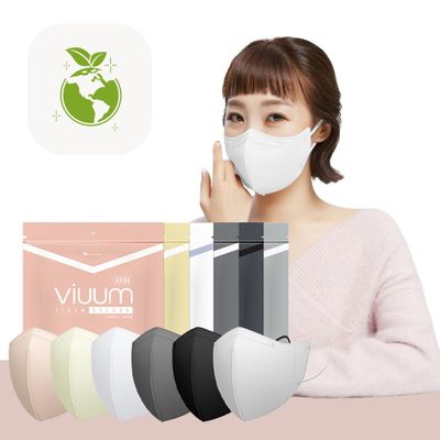 HOMSSEM [25pcs] VIUUM Deluxe Korean Face Color Mask Soft and Durable Korea Face Mask for Adults 2D 4-Layer Filter 6Color (White-Medium)