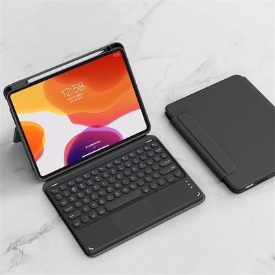 iPad Air Air2 iPad 5th 6th Gen 9.7'' iPad 5 iPad 6 Keyboard Case Touchpad Horizontal/Vertical Kickstand Magnetic Detachable BT Keyboard Transparent Back Cover (iPad5/iPad6/Air2, Black)