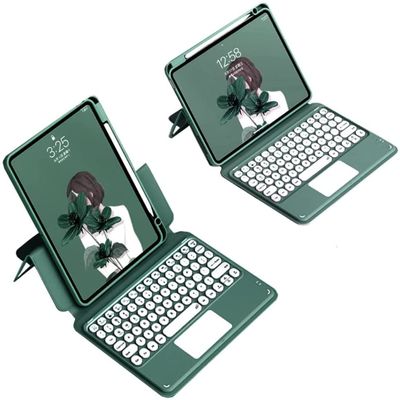 GOOVEN iPad Air5 /Air4 Keyboard case Touchpad Horizontal/Vertical Kickstand iPad Pro112022/2021/2020 Magnetic Detachable BT Keyboard Transparent Back Cover (iPad Air4/Air5/Pro11, Misty Blue)