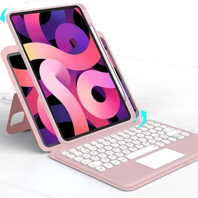 GOOVEN iPad Air5 Air4 Air 4th 5th Gen 10.9''/Pro11'' Keyboard Case Touchpad Horizontal/Vertical Kickstand Magnetic Detachable BT Keyboard Transparent Back Cover (iPad Air4/Air5/Pro11, Pink)