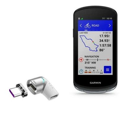 BoxWave Adapter Compatible with Garmin Edge 1040 - MagnetoSnap PD Angle Adapter, Magnetic Charging Connector Device Saver - Metallic Silver