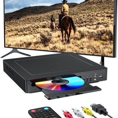 DVD Players for Smart TV with HDMI, DVD Players that Play All Regions, Simple DVD Player for Elderly, CD Player for Home Stereo System - Black