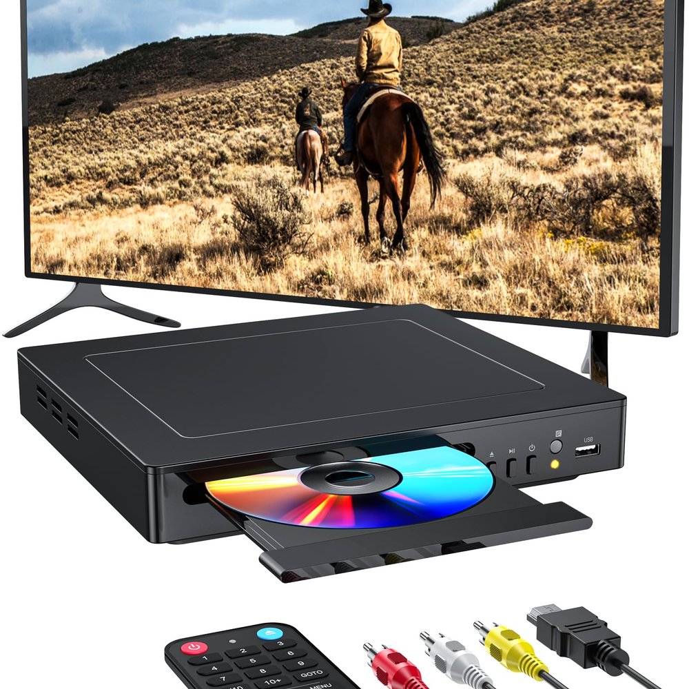 DVD Players for Smart TV with HDMI, DVD Players that Play All Regions, Simple DVD Player for Elderly, CD Player for Home Stereo System - Black
