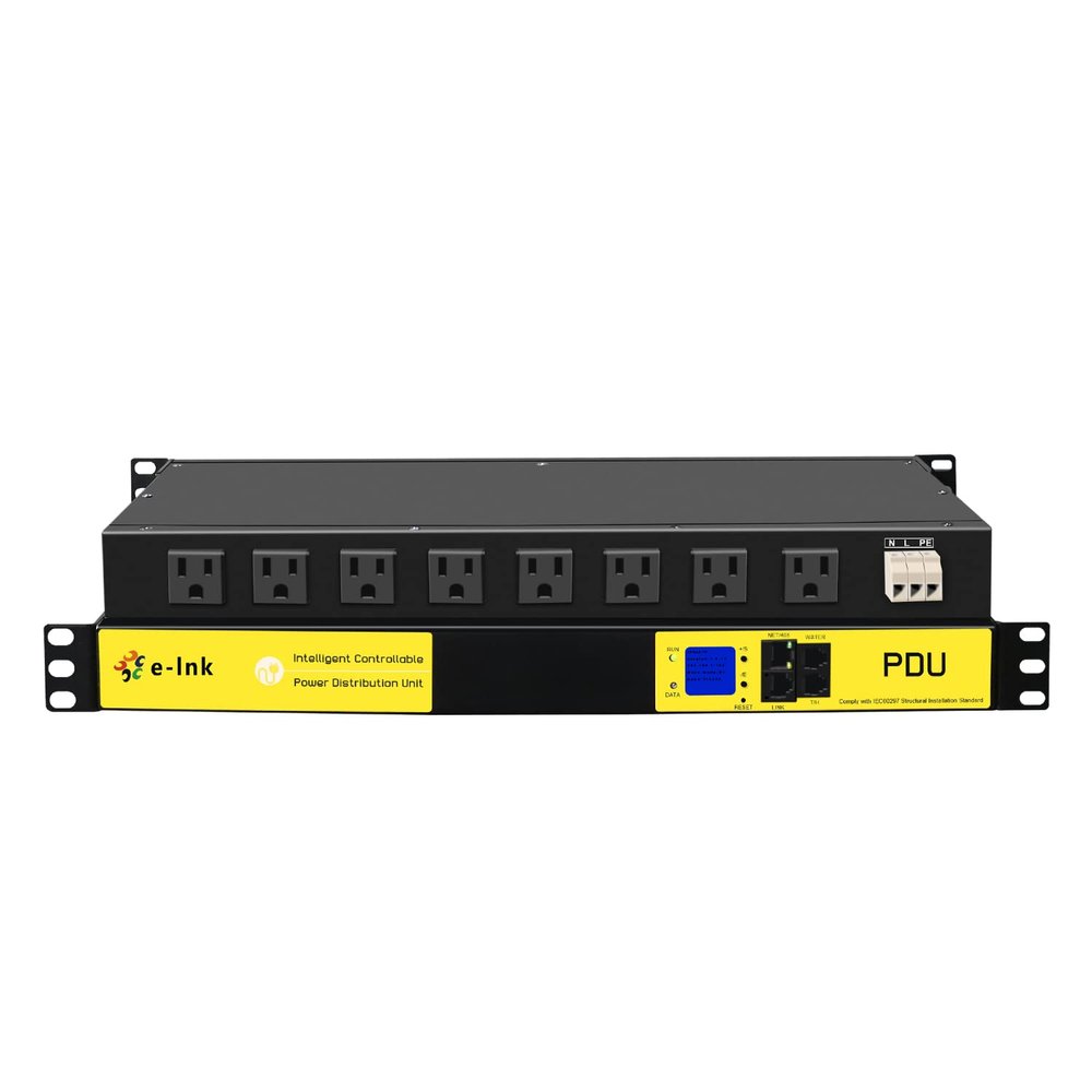 Switched PDU Power Strip Surge Protector Web Management 1U Rack Mount Power Distribution Unit, 110-250V/15A 19 8 NEMA 5-20R Outlets Intelligent PDU with Data Monitoring