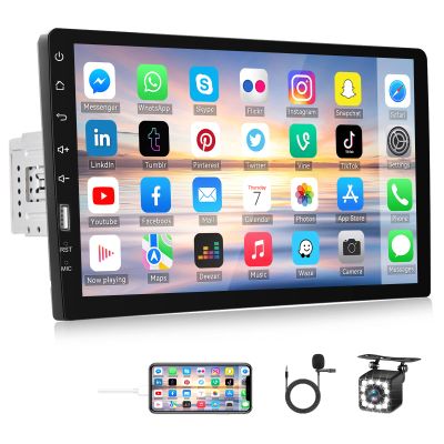 Single Din Car Stereo with Bluetooth 9 Inch HD Touch Screen Car Stereo with Backup Camera + External Microphone + FM MP5 Player Car Audio Receivers Support Mirror Link SWC USB EQ Car Radio