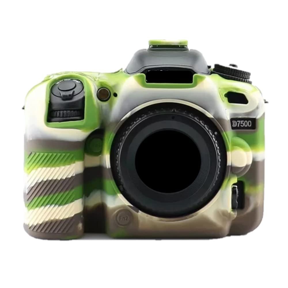 Camera Case Bag Soft Silicone Camouflage Green Shockproof Armor Skin Body Cover Protector for Nikon D7500 Digital Camera