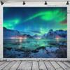 BELECO 7x5ft Fabric Aurora Borealis Backdrop Arctic Snow-Capped Mountains Lake Scenery Northern Lights Norway Winter Landscape Polar Lights Background Wallpaper Home Decor Photo Booth Studio Props view 2