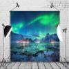 BELECO 7x5ft Fabric Aurora Borealis Backdrop Arctic Snow-Capped Mountains Lake Scenery Northern Lights Norway Winter Landscape Polar Lights Background Wallpaper Home Decor Photo Booth Studio Props view 3