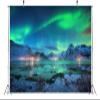 BELECO 7x5ft Fabric Aurora Borealis Backdrop Arctic Snow-Capped Mountains Lake Scenery Northern Lights Norway Winter Landscape Polar Lights Background Wallpaper Home Decor Photo Booth Studio Props view 4