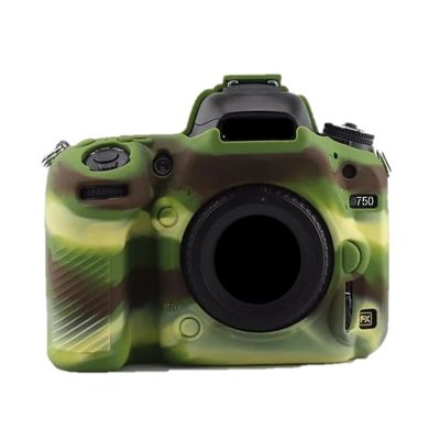 Camera Case Bag Soft Silicone Camouflage Green Shockproof Armor Skin Body Cover Protector for Nikon D750 Digital Camera
