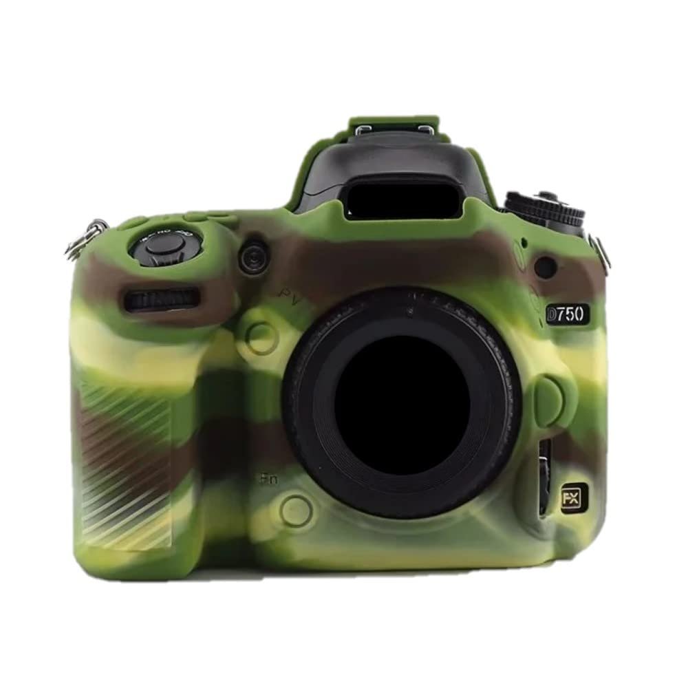 Camera Case Bag Soft Silicone Camouflage Green Shockproof Armor Skin Body Cover Protector for Nikon D750 Digital Camera
