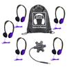 HamiltonBuhl Galaxy Econo-Line of Sack-O-Phones with 5 Purple Personal-Sized Headphones, Starfish Jackbox and Carry Bag view 1