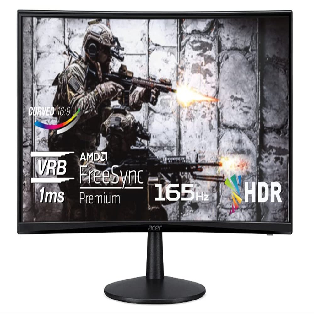 acer Nitro ED240Q Sbiip 23.6" Full HD 1920 x 1080 VA 1500R Curved Gaming Monitor | AMD FreeSync Premium | 165Hz Refresh Rate | 1ms (VRB) | ZeroFrame Design | 1 x Display Port 1.4 & 2 x HDMI 2.0 Ports
