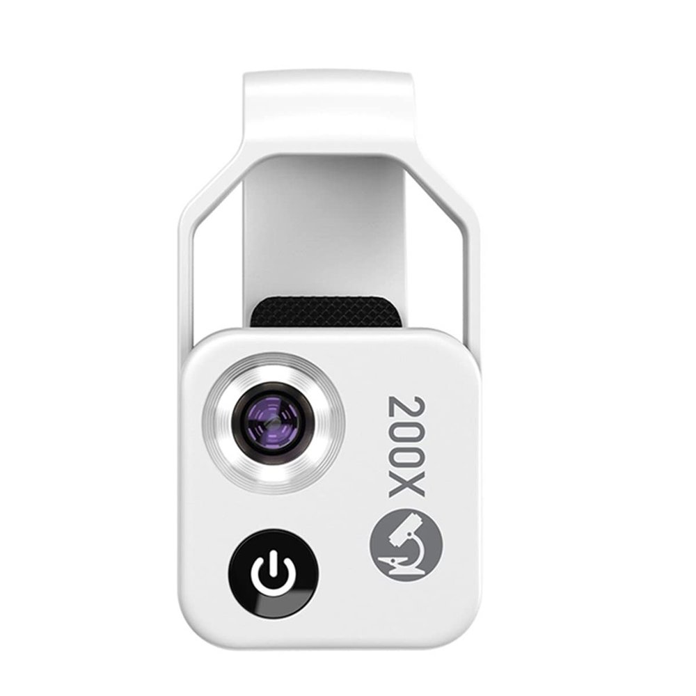 Microscope Accessories Kit 200X Mobile Phone Microscope Micro-Lens Universal Clip LED Light Microscope Slides (Color : White)