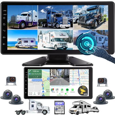 11-Inch 6 Split Touchable 128GB Large Audio Screen 1080P Backup Camera Monitor & Built-in DVR Video Recorder for RV Truck Trailer Rear Side Front Reversing View Wired System Image Waterproof DCM06