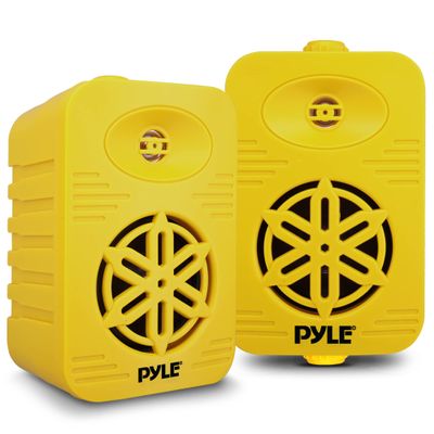 PyleUsa Indoor Outdoor Speakers Pair-500 Watt Dual Waterproof 5.25 2-Way Full Range Speaker System w/ 1/2High Compliance Polymer Tweeter in-Home,Boat, Marine,Deck,Patio,Poolside (Yellow) - PDWR55YL
