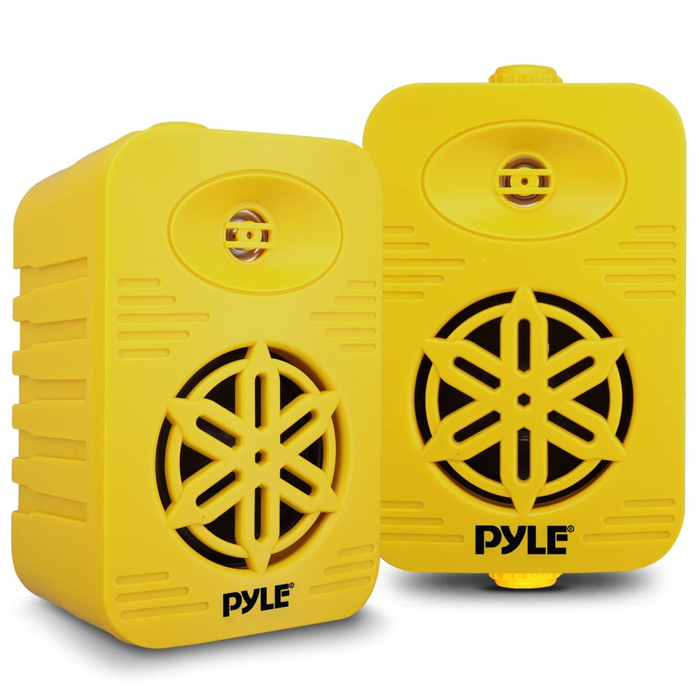 PyleUsa Indoor Outdoor Speakers Pair-500 Watt Dual Waterproof 5.25 2-Way Full Range Speaker System w/ 1/2High Compliance Polymer Tweeter in-Home,Boat, Marine,Deck,Patio,Poolside (Yellow) - PDWR55YL