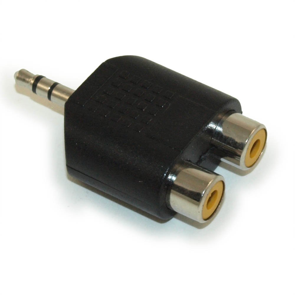 MyCableMart RCA Audio Splitter Adapter (3.5mm Male Stereo TRS to 2 RCA Female)