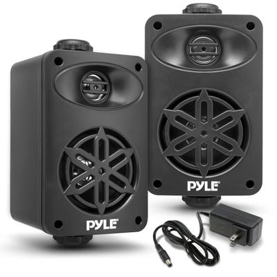 PyleUsa Bluetooth Indoor Outdoor Speakers Pair - 200 Watt Dual Waterproof 3.5 2-Way Full Range Speaker System w/ 1/2 High Compliance Polymer Tweeter - Home, Boat, Patio, Poolside - PDWRBT36BK,Black