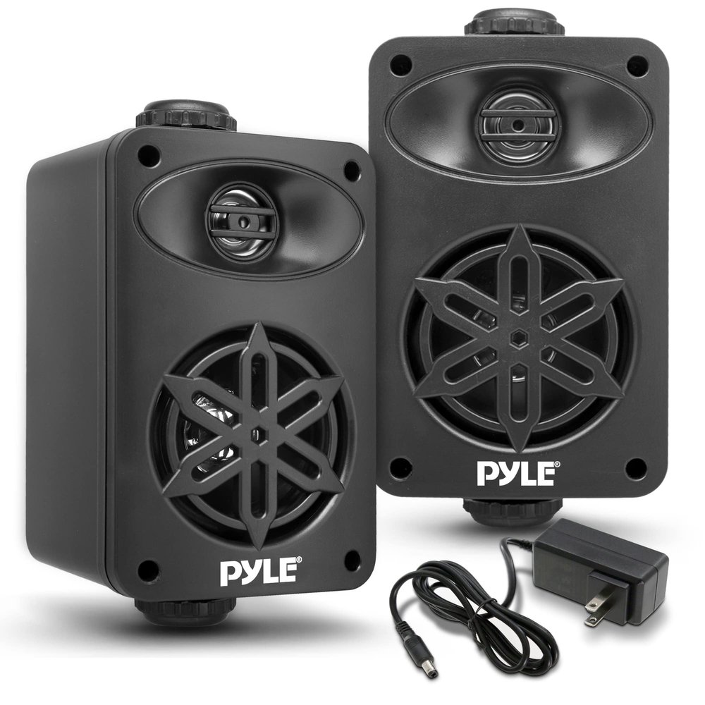 PyleUsa Bluetooth Indoor Outdoor Speakers Pair - 200 Watt Dual Waterproof 3.5 2-Way Full Range Speaker System w/ 1/2 High Compliance Polymer Tweeter - Home, Boat, Patio, Poolside - PDWRBT36BK,Black