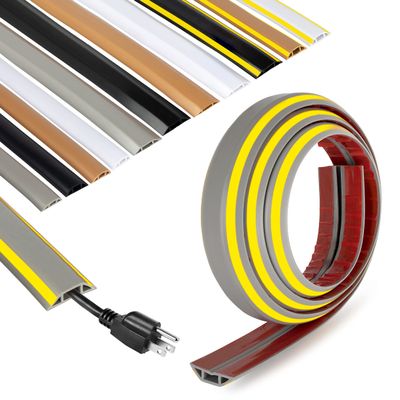 Rubber Bond Cord Cover Floor Cable Protector - Strong Self Adhesive Floor Cord Covers for Wires - Low Profile Extension Cord Covers for Floor & Wall