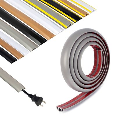 Rubber Bond Cord Cover Floor Cable Protector - Strong Self Adhesive Floor Cord Covers for Wires - Low Profile Extension Cord Covers for Floor & Wall