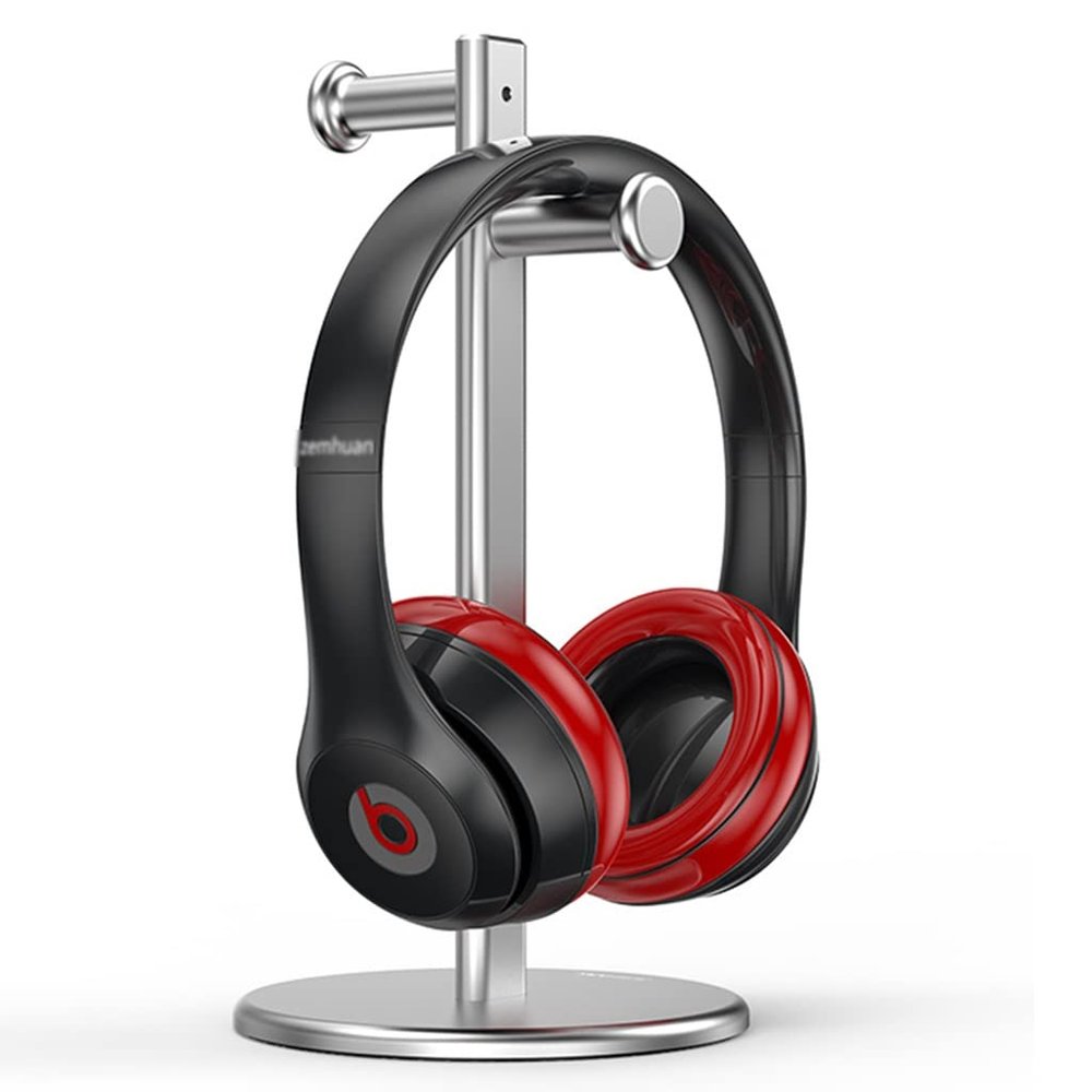Headphone Stand Aluminum Alloy Gaming Headset Stand Multifunctional Desktop Headphone Storage Rack Aluminum Headphone Stand Hanger (Color : Silver, Size : 13.5 * 25.8cm)
