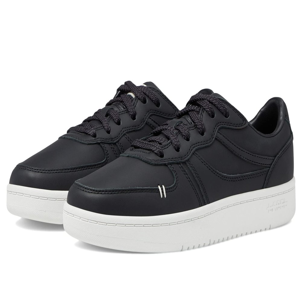 LABEL Go-to Low Lace-up Women's Sneakers  Leather & Textile Construction  Round Toe  Flat Silhouette Black/White 7 M