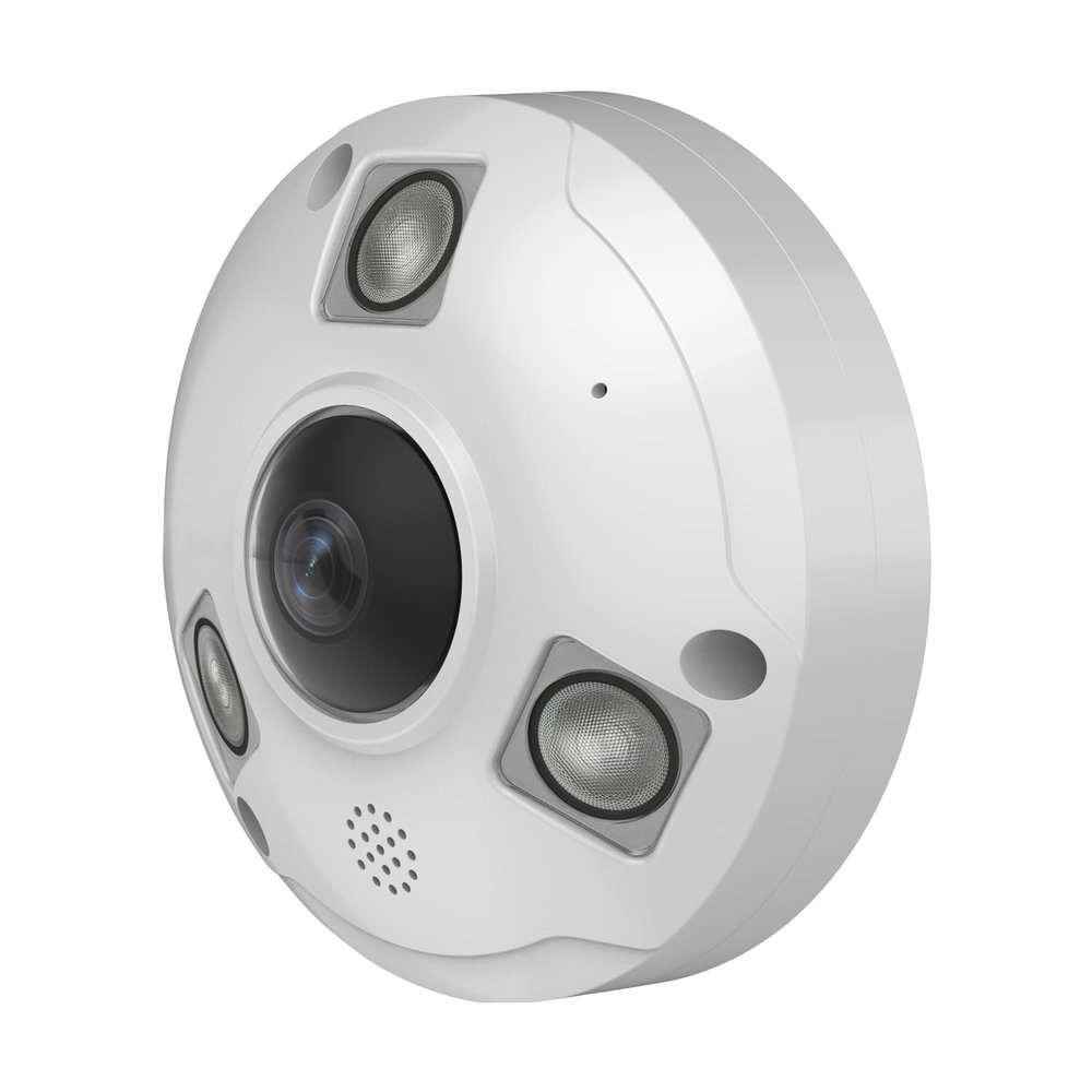 Vonnision 5MP POE IP Fisheye Camera, 1.44mm Lens 360 Viewing Angle Metal Panorama Camera, Mic. Audio in, 48ft Infrared Night Vision, Motion Detection, WDR, IP66 Water-Proof Indoor&Outdoor