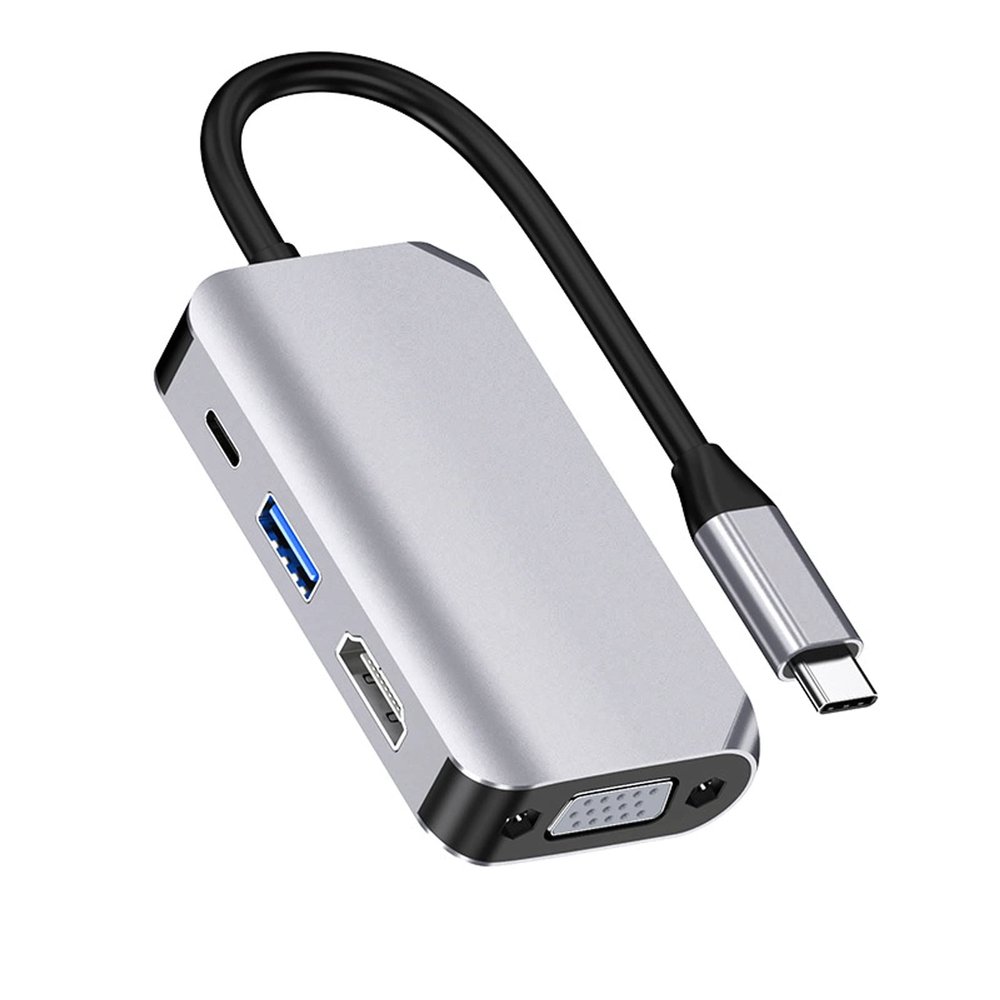 Feilx Ultra-Slim Data USB HubType-C Docking Station Type C to HDMI-Compatible 4K to VGA USB Splitter Hub
