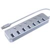 Sxdthy USB Hub, Independent Switch,Aluminum 7-Port USB 3.0 Hub 120cm Cable Sub-Control Switch 5Gbps LED Indicator HUB Chargeable Splitter (Color : Silver) view 1