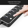 Sxdthy USB Hub, Independent Switch,Aluminum 7-Port USB 3.0 Hub 120cm Cable Sub-Control Switch 5Gbps LED Indicator HUB Chargeable Splitter (Color : Silver) view 3