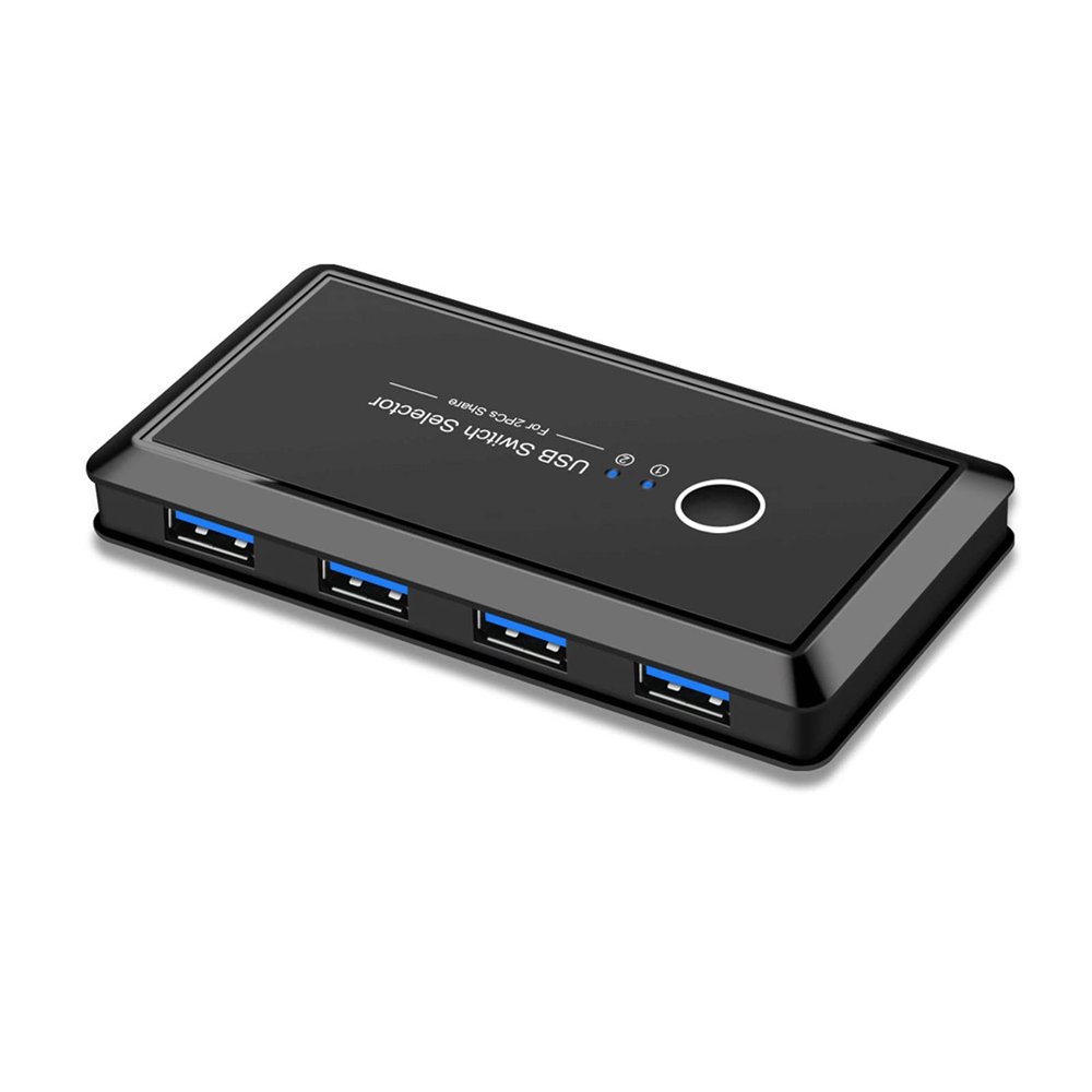 Feilx Ultra-Slim Data USB Hub, 2 in 4 Out USB 3.0 Switch Selector 2 Port PCs Sharing 4 Devices USB 2.0 for Keyboard Mouse Scanner Printer Hub Multifunctional