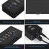 Feilx Ultra-Slim Data USB Hub,USB HUB 10 Port ABS USB2.0 HUB with 12V Power Adapter High Speed USB Splitter for PC Computer Accessories 1M Data Cable view 4