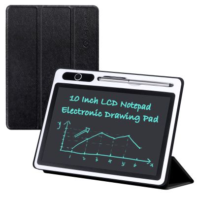 10 inch LCD Writing Tablet Electronic Writing Notebook with PU Protective Cover Erasable Drawing Pad Gift for Adults at Home Business Office(Black