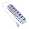 Feilx Ultra-Slim Data USB Hub, Aluminum 7-Port USB 3.0 Hub 120cm Cable Sub-Control Switch 5Gbps LED Indicator HUB Chargeable Splitter for Multi USB Devices (Color : White) view 1