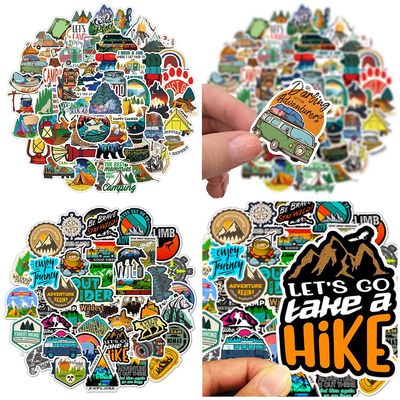 100 PCS Outdoor Adventure,Travel, Hiking, Camping Theme Stickers, for Laptop, Water Bottle, Luggage, Phone, Pad, Helmet, Guitar, Decals for Kids, Teens and Girls