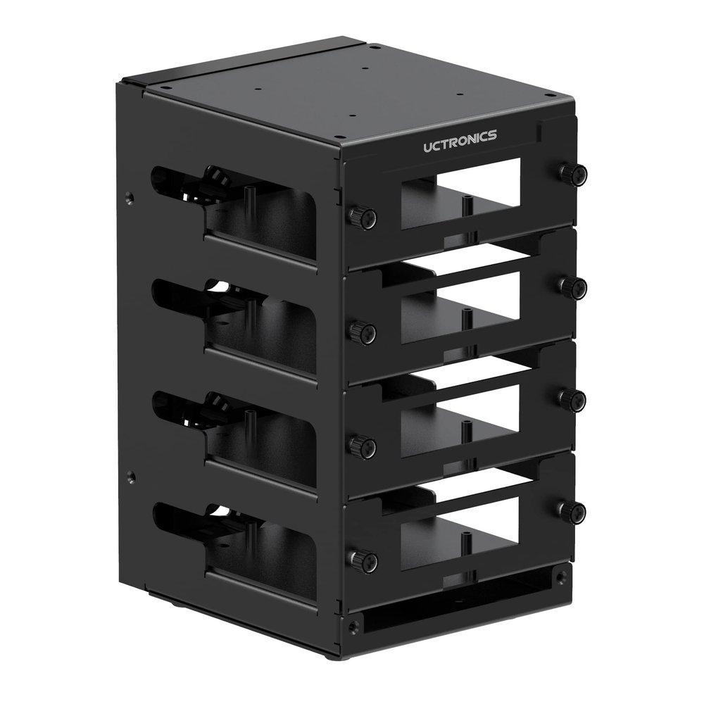 UCTRONICS for Raspberry Pi Cluster Case, Desktop Metal Rack Case, 4 Layers with 2 Cooling Fans Compatible with Raspberry Pi 5/4B and 2.5" SSD