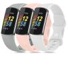 BNBIDEN [3 Pack] Sport Bands Compatible with Fitbit Charge 5 Bands Women Men, Adjustable Soft Silicone Charge 5 Wristband Strap for Fitbit Charge 5 (Gray+Light Pink+White, Large(7.1-9.1inch) view 1