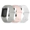 BNBIDEN [3 Pack] Sport Bands Compatible with Fitbit Charge 5 Bands Women Men, Adjustable Soft Silicone Charge 5 Wristband Strap for Fitbit Charge 5 (Gray+Light Pink+White, Large(7.1-9.1inch) view 2