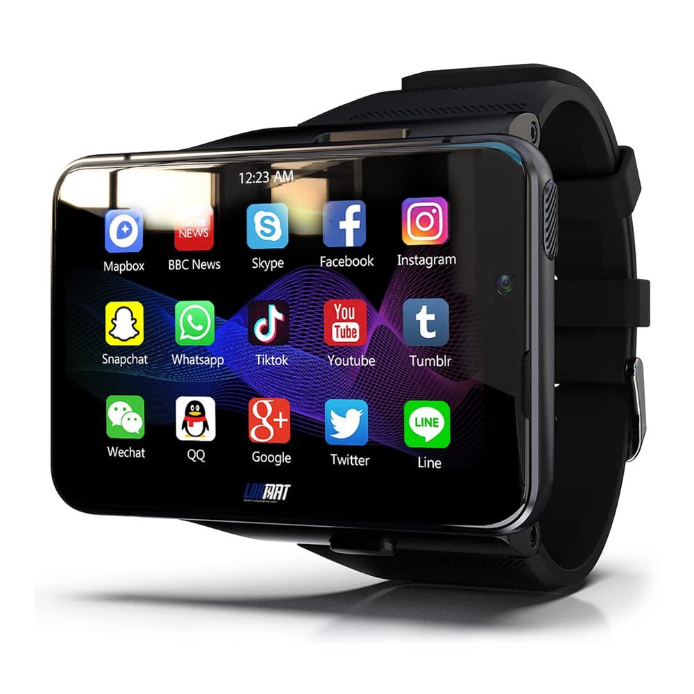 ENKUODE Android 9.0 Smartwatch GPS Sport Wristwatch 2.88" Large Touch Screen Fitness Activity Tracker 5.0MP+13.0MP HD Dual Camera 4G/LTE Network,WiFi,Independent SIM Card, 4+64GB (Black)