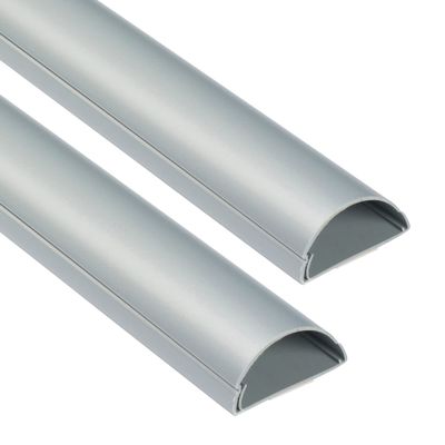 D-Line Half Round Cord Hider, Patented Cable Cover, Hide TV Wall Mount Wires, Raceway for Cords, Decorative Wire Covers, Paintable, Adhesive Cable Concealer - 2X 2in W x 1in H x 39in L - Gray
