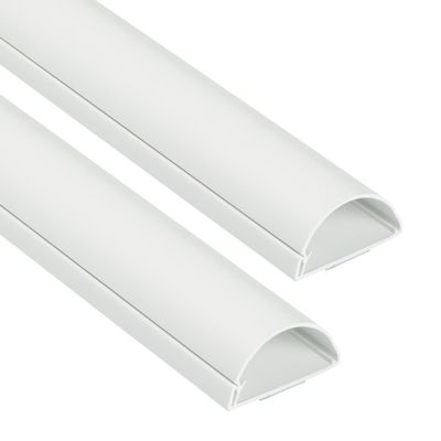 D-Line Half Round Cord Hider, Patented Cable Cover, Hide TV Wall Mount Wires, Raceway for Cords, Decorative Wire Covers, Paintable, Adhesive Cable Concealer, 2X 2in W x 1in H x 39in L, White