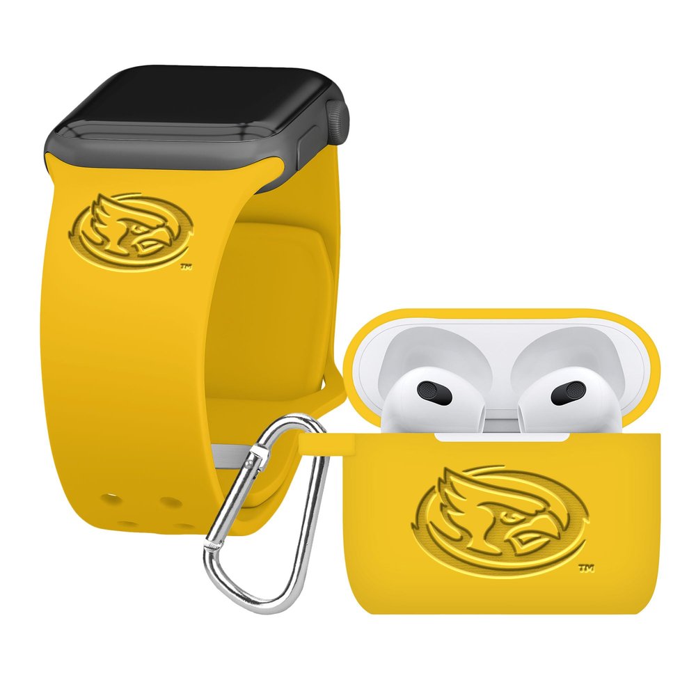 AFFINITY BANDS Iowa State Cyclones Engraved Silicone Combo Package Compatible with Apple Watch and AirPods Gen 3 (42/44/45/49mm (46mm Series 11) Yellow)