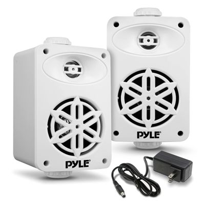 PyleUsa Bluetooth Indoor Outdoor Speakers Pair-200 Watt Dual Waterproof 3.5" 2-Way Full Range Speaker System w/1/2" High Compliance Polymer Tweeter-Home,Boat,Marine,Deck,Patio,Poolside(White)
