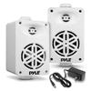 PyleUsa Bluetooth Indoor Outdoor Speakers Pair-200 Watt Dual Waterproof 3.5" 2-Way Full Range Speaker System w/1/2" High Compliance Polymer Tweeter-Home,Boat,Marine,Deck,Patio,Poolside(White) view 1