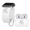Affinity Bands Michigan State Spartans Engraved Silicone Combo Package Compatible with Apple Watch and AirPods Gen 3 (42/44/45/49mm (46mm Series 11) White) view 1